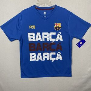 FC Barcelona Adult Barca‎ Training Class Shirt Sport Short Sleeve V Neck L FCB